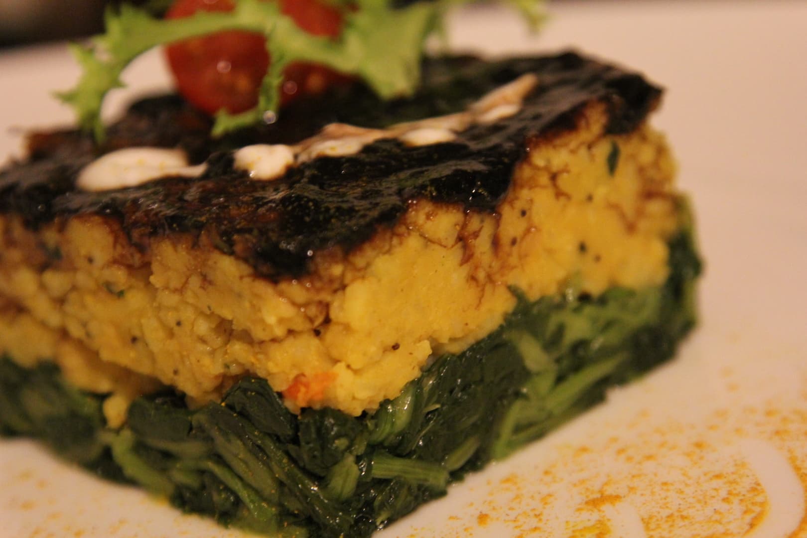 3-Layered Square with Yellow Dal & Spinach