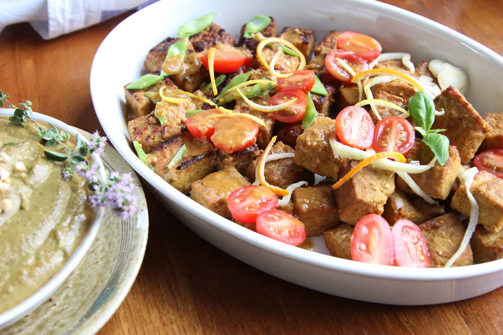 Tempeh on Grape Orange jucie 3 1